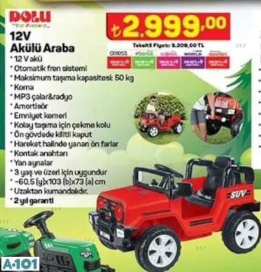 DOLU OYUNCAK 12V AKÜLÜ ARABA DOLU OYUNCAK 12V AKÜLÜ ARABA